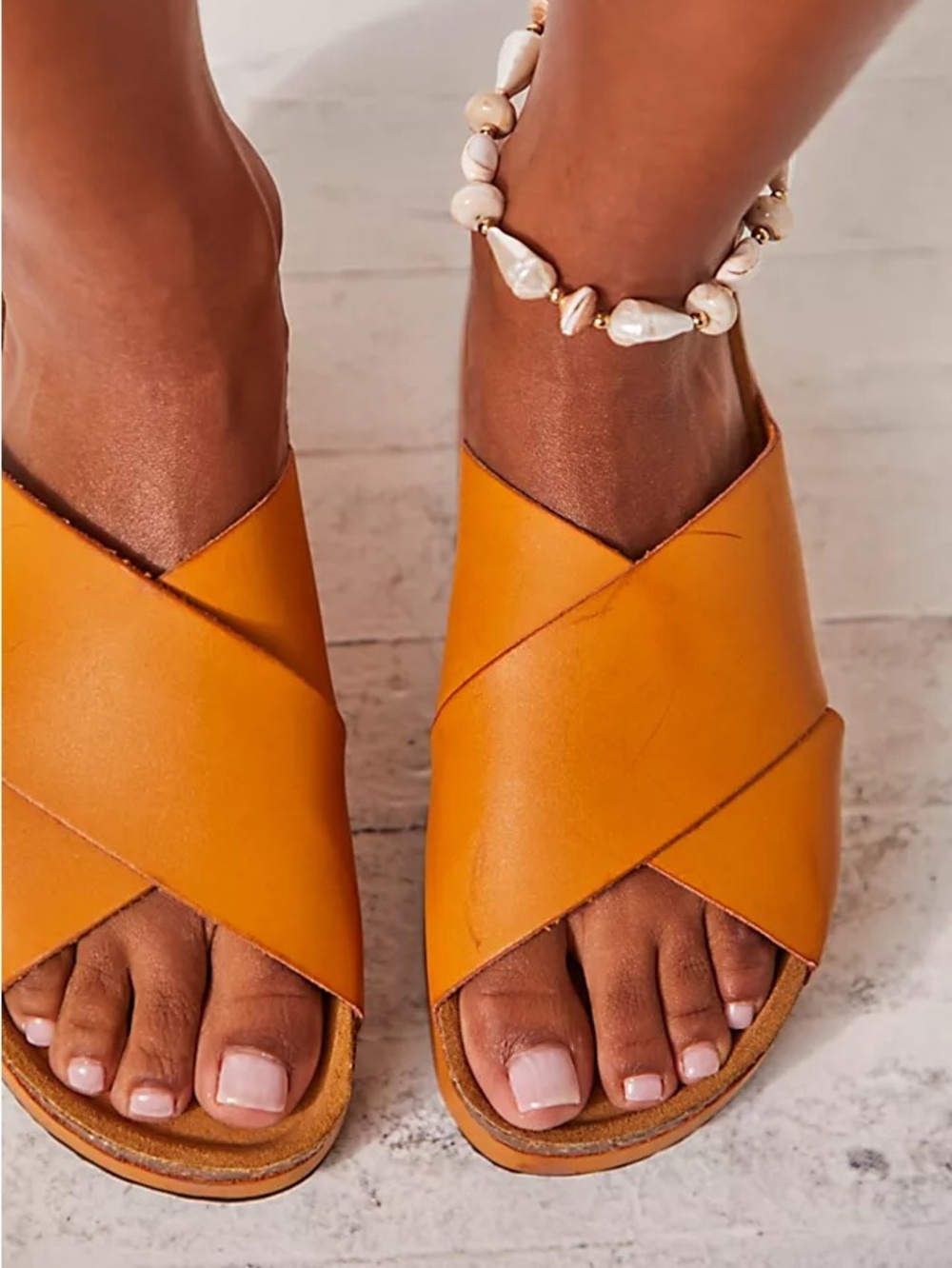 Free People Sidelines Crossover Platform Slide Sandals - Sunset Orange, Sz 11